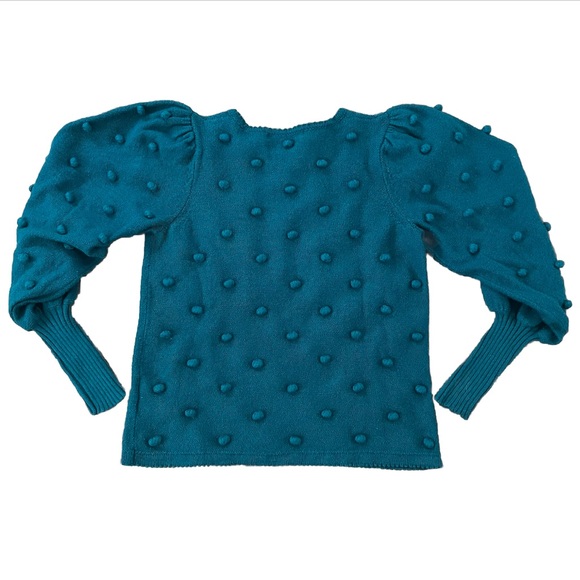 Lily Pulitzer Kippa Pom Pom Blouson Sleeve Sweater Green XS - Picture 6 of 7